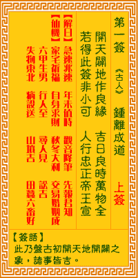 Image of the Chinese divination lot