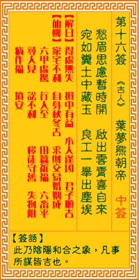 Image of the Chinese divination lot