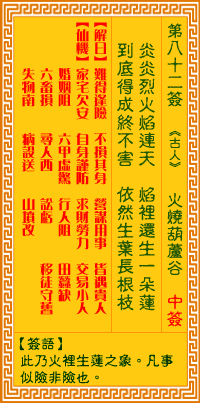 Image of the Chinese divination lot 82